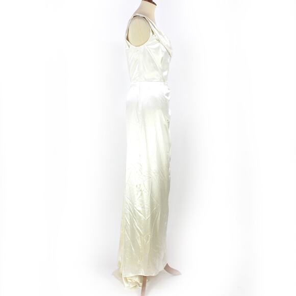 Reformation Eisa Silk Wedding Dress NEW One Shoulder Maxi Corset Slit Gown Sz 6 - Picture 3 of 8